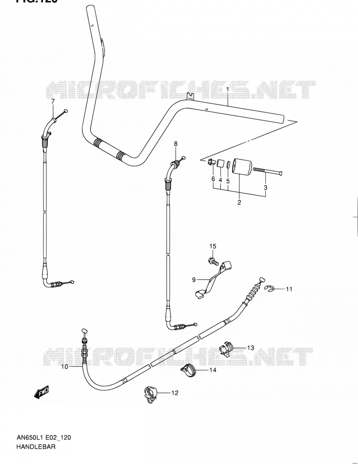 GUIDON (AN650AL1 E19) Suzuki SCOOTER 650 BURGMAN 2011  AN650A L1 (E02,E19,E24,E51)