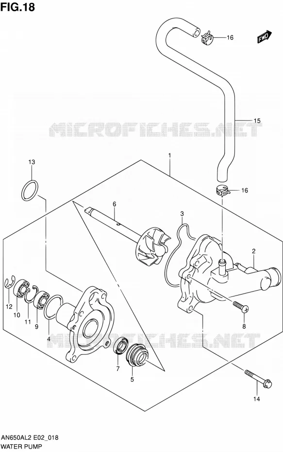 POMPE A EAU Suzuki SCOOTER 650 BURGMAN 2012  AN650AL2(E02)