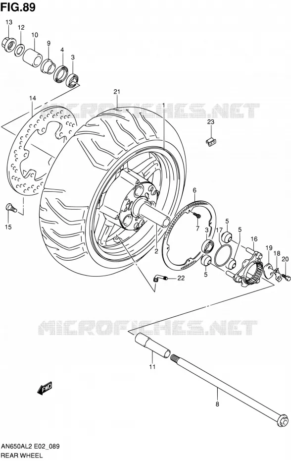 ROUE ARRIERE Suzuki SCOOTER 650 BURGMAN 2012  AN650AL2(E02)