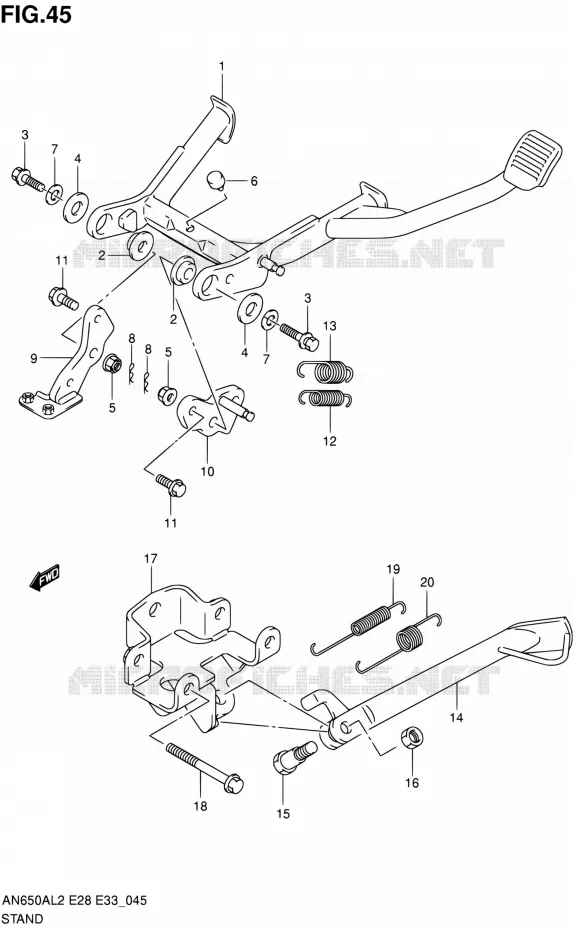 BEQUILLE Suzuki SCOOTER 650 BURGMAN 2012  AN650AL2(E03,E28,E33)