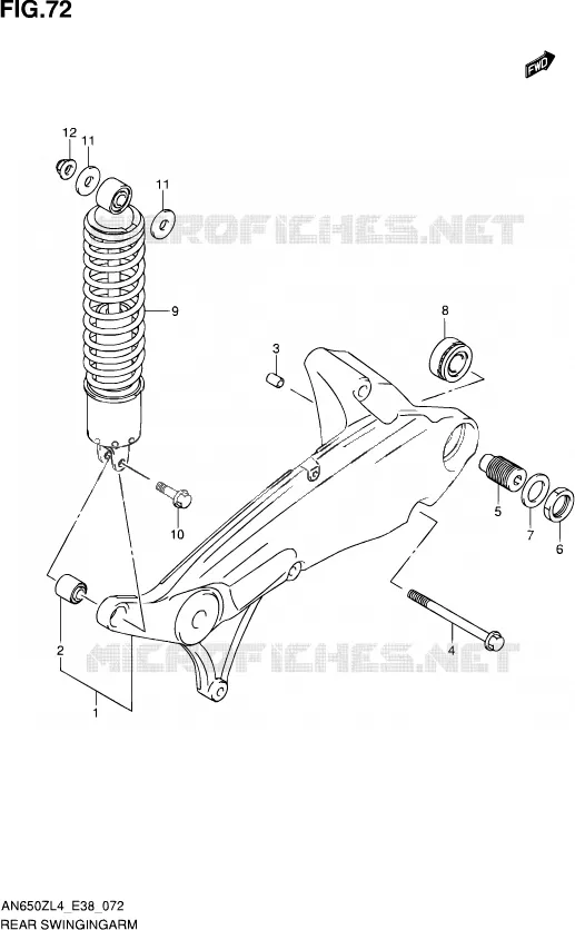 BRAS OSCILLANT ARRIERE Suzuki SCOOTER 650 BURGMAN 2014  AN650Z L4 (E38)