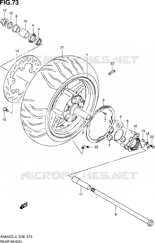 ROUE ARRIERE Suzuki SCOOTER 650 BURGMAN 2014  AN650Z L4 (E38)