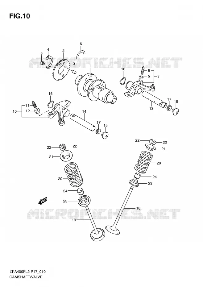 ARBRE A CAMES - SOUPAPES Suzuki QUAD 400 KINGQUAD 2012  LT-A400FL2(P17)