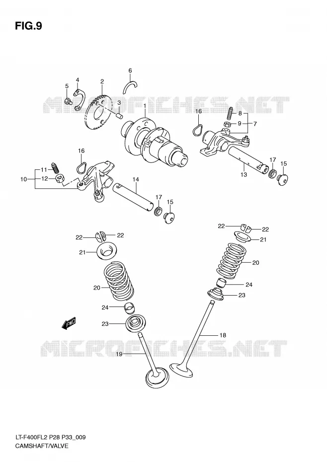 ARBRE A CAMES - SOUPAPES Suzuki QUAD 400 KINGQUAD 2012  LT-F400FZL2(P28)
