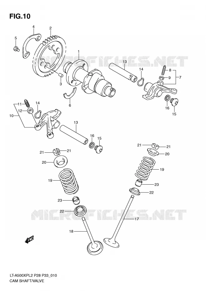 ARBRE A CAMES - SOUPAPES Suzuki QUAD 500 KINGQUAD 2012  LT-A500XPL2(P28)