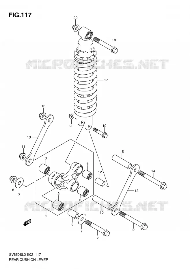 BIELLETTE DE SUSPENSION ARRIERE (SV650SAL2 E24) Suzuki MOTO 650 SV 2012  SV650SAL2(E02)