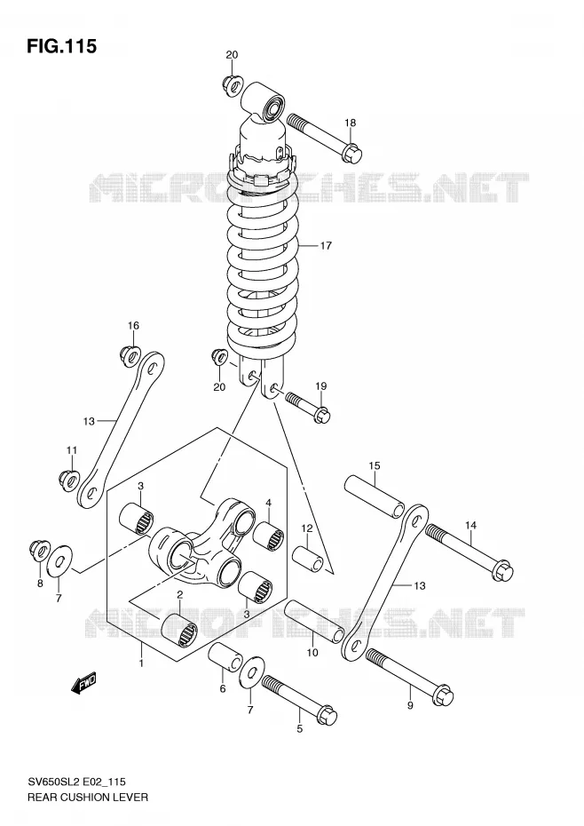 BIELLETTE DE SUSPENSION ARRIERE (SV650SL2 E24) Suzuki MOTO 650 SV 2012  SV650SL2(E02)