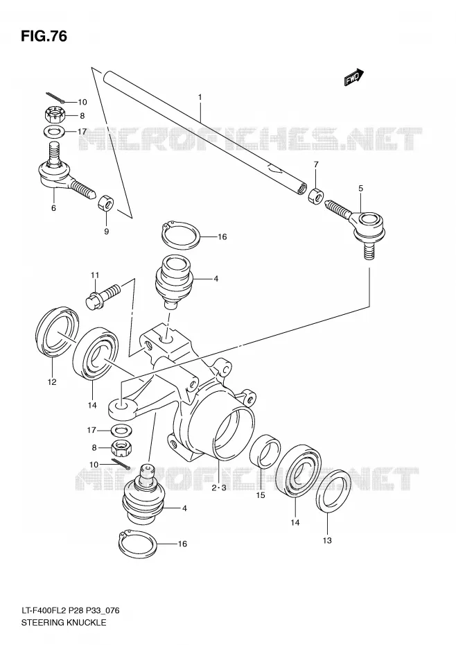 BIELLETTES DE DIRECTION - MOYEU Suzuki QUAD 400 KINGQUAD 2012  LT-F400FL2(P28)