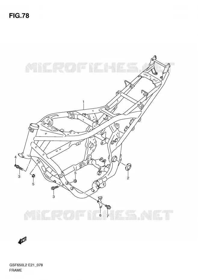 CADRE (GSF650AL2 E21) Suzuki MOTO 650 BANDIT 2014  GSF650SAL2(E21)