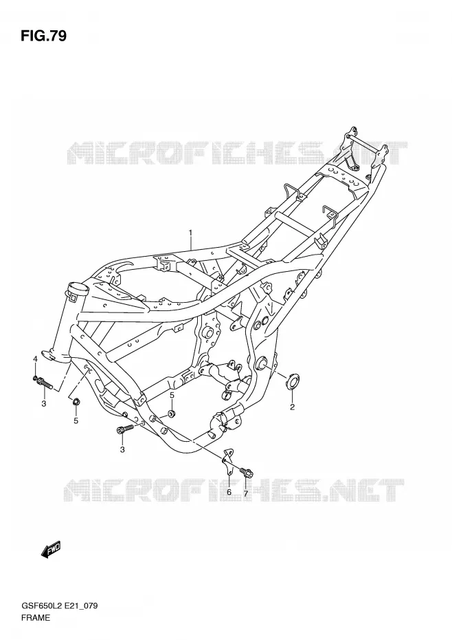 CADRE (GSF650UAL2 E21) Suzuki MOTO 650 BANDIT 2012  GSF650SAL2(E21)