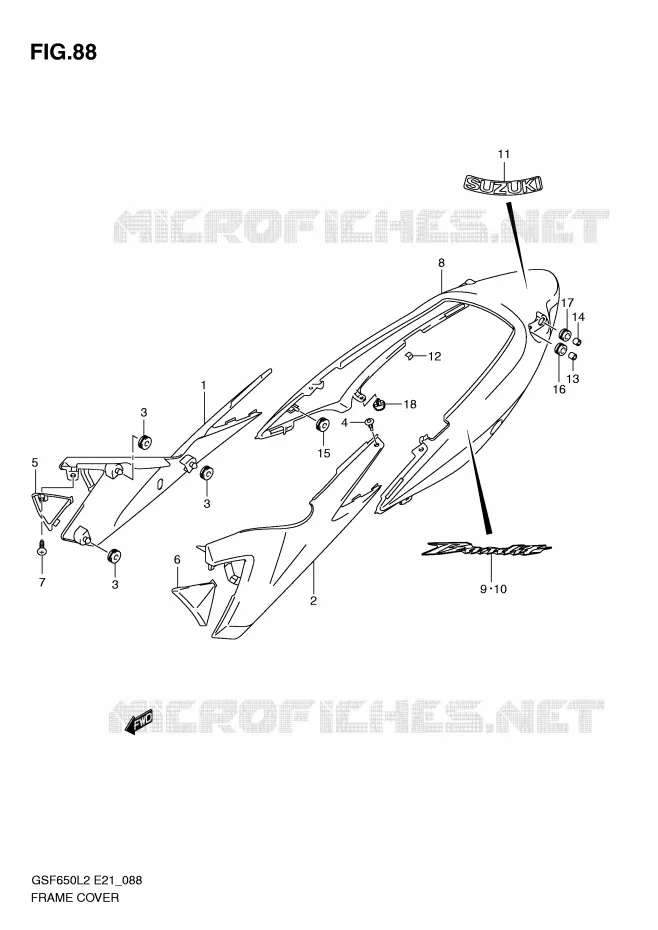 CARENAGES (GSF650UL2 E21) Suzuki MOTO 650 BANDIT 2012  GSF650SAL2(E21)