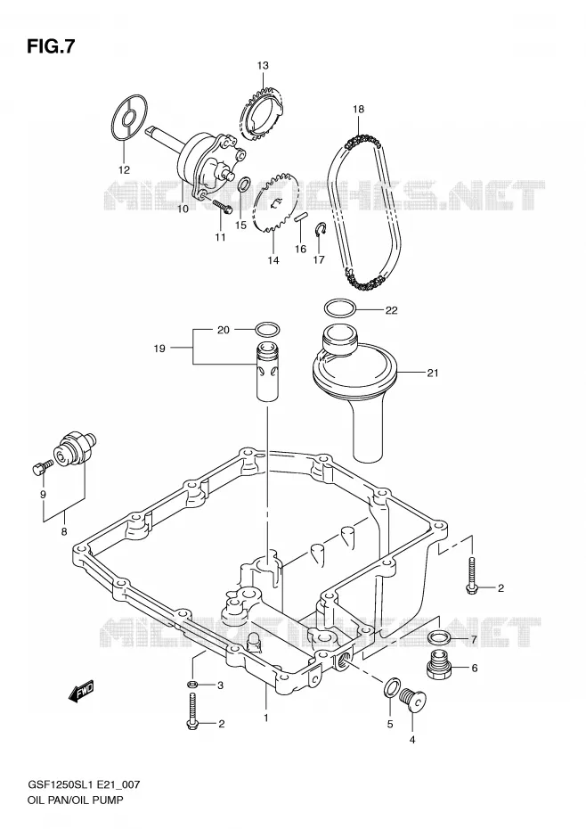 CARTER INFERIEUR - POMPE A HUILE Suzuki MOTO 1250 BANDIT 2011  GSF1250SAL1(E21)