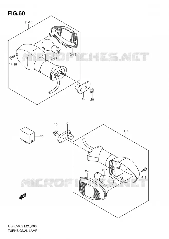 CLIGNOTANTS (GSF650AL2 E21) Suzuki MOTO 650 BANDIT 2012  GSF650AL2(E21)