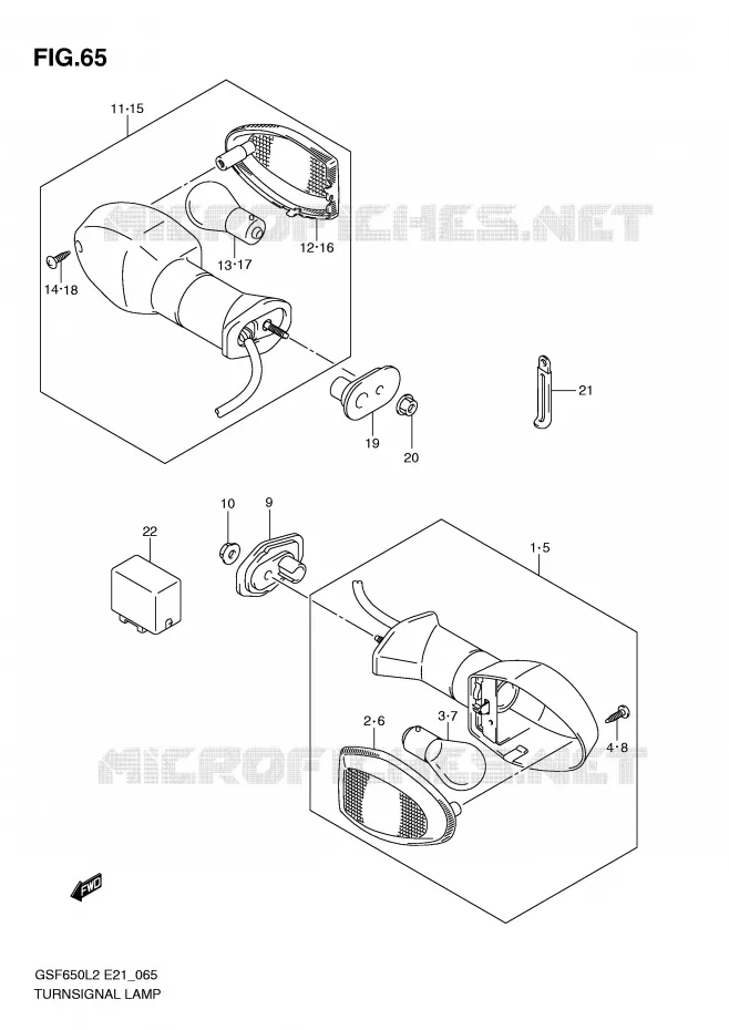 CLIGNOTANTS (GSF650SUAL2 E21) Suzuki MOTO 650 BANDIT 2012  GSF650AL2(E21)