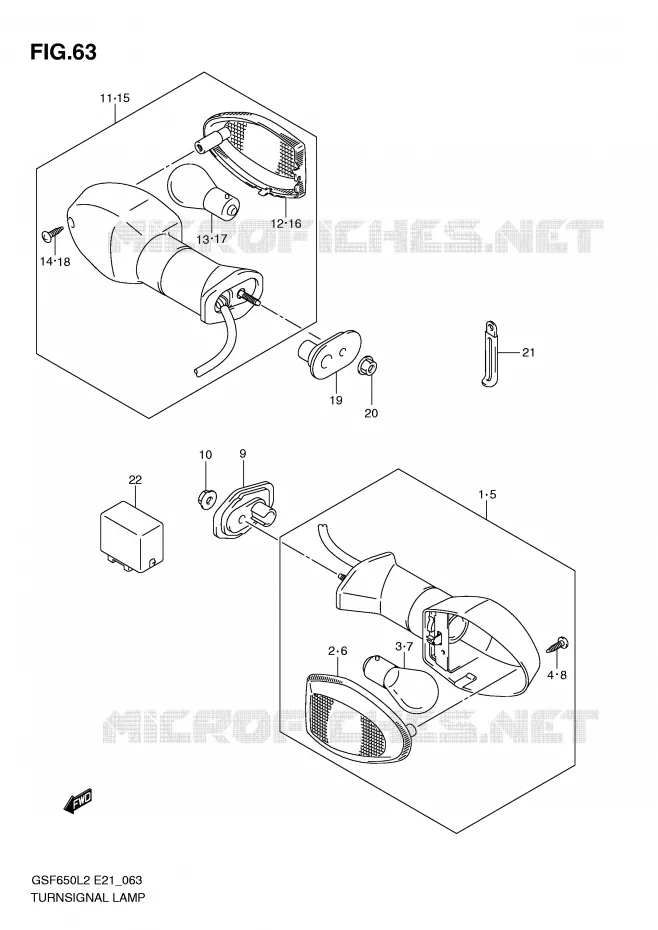 CLIGNOTANTS (GSF650SUL2 E21) Suzuki MOTO 650 BANDIT 2012  GSF650SUAL2(E21)