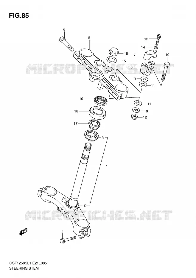 COLONNE DE DIRECTION (GSF1250SAL1 E24) Suzuki MOTO 1250 BANDIT 2011  GSF1250SL1(E21)