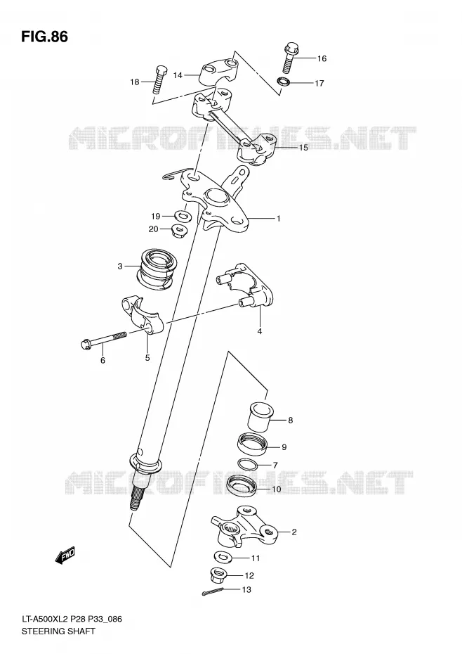 COLONNE DE DIRECTION Suzuki QUAD 500 KINGQUAD 2012  LT-A500XL2(P28)