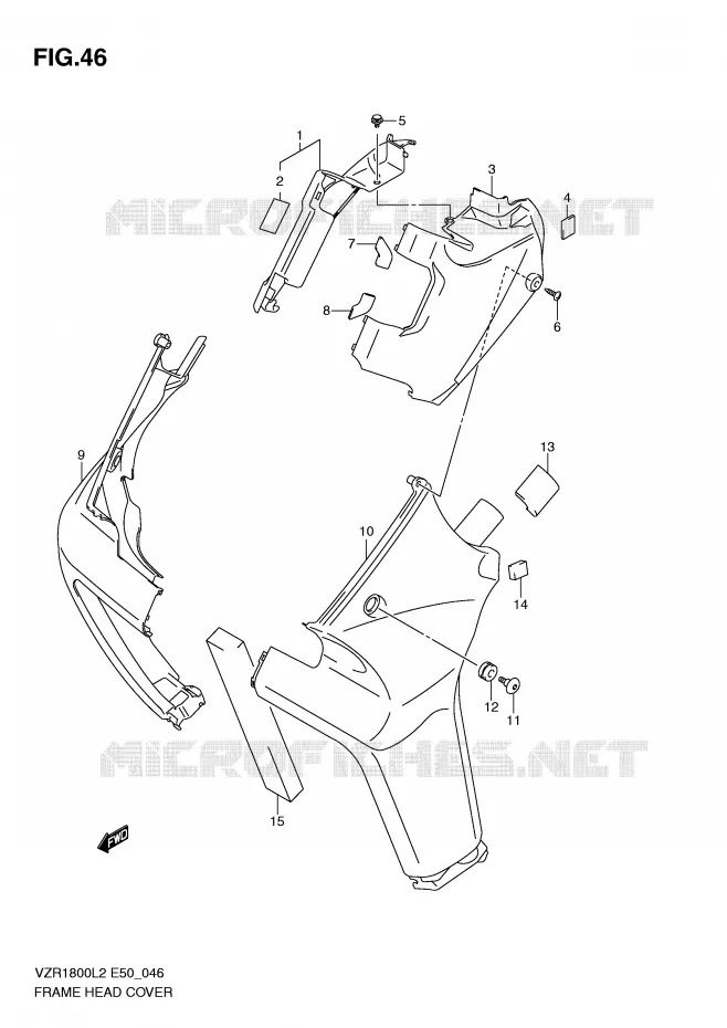 COUVERCLES DE CADRE AVANT Suzuki MOTO 1800 INTRUDER 2012  VZR1800L2(E50)