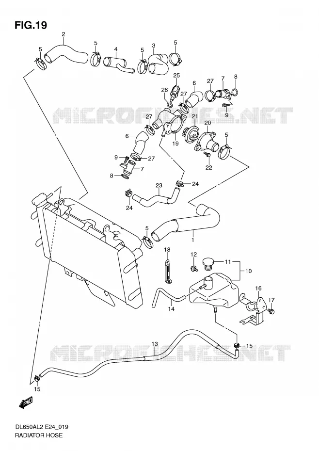 DURITE DE RADIATEUR Suzuki MOTO 650 V-STROM 2012  DL650AL2(E24)