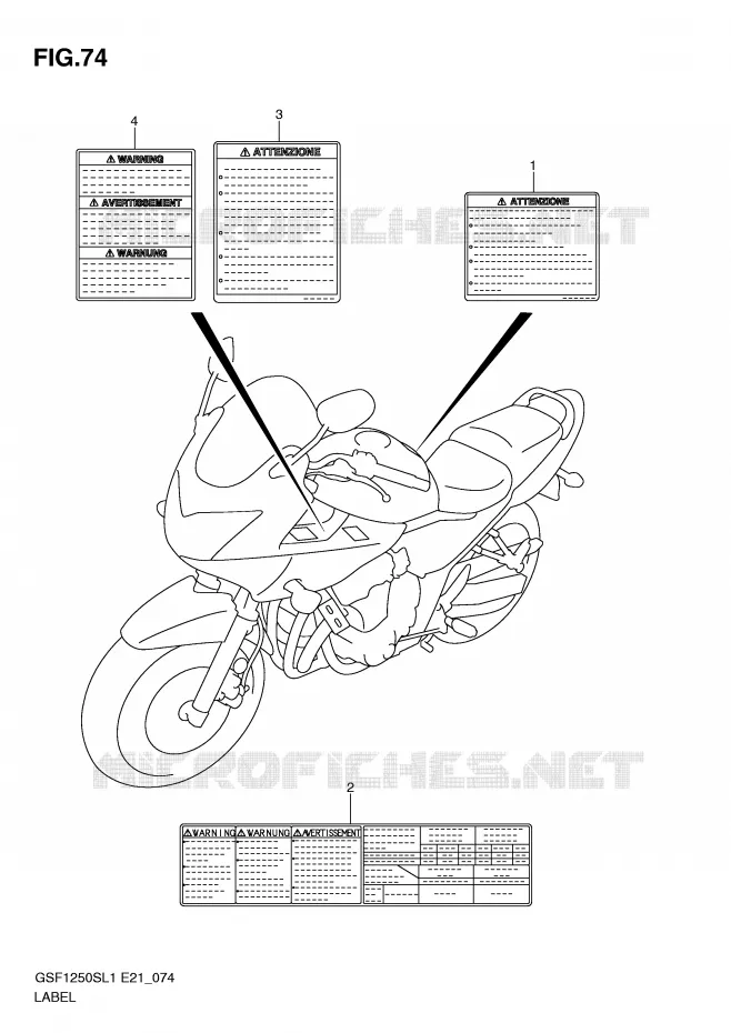 ETIQUETTE (GSF1250SAL1 E21) Suzuki MOTO 1250 BANDIT 2011  GSF1250SAL1(E21)