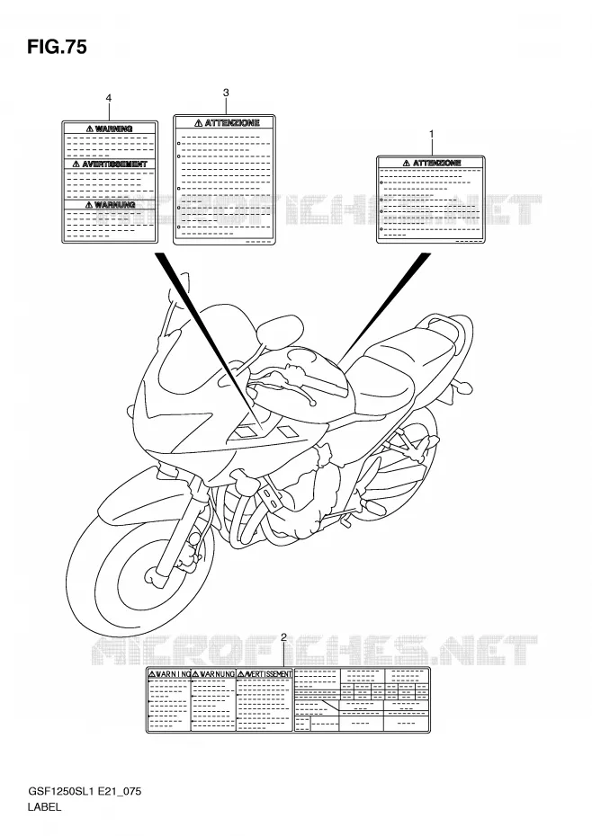 ETIQUETTE (GSF1250SAL1 E24) Suzuki MOTO 1250 BANDIT 2012  GSF1250SAL1(E21)