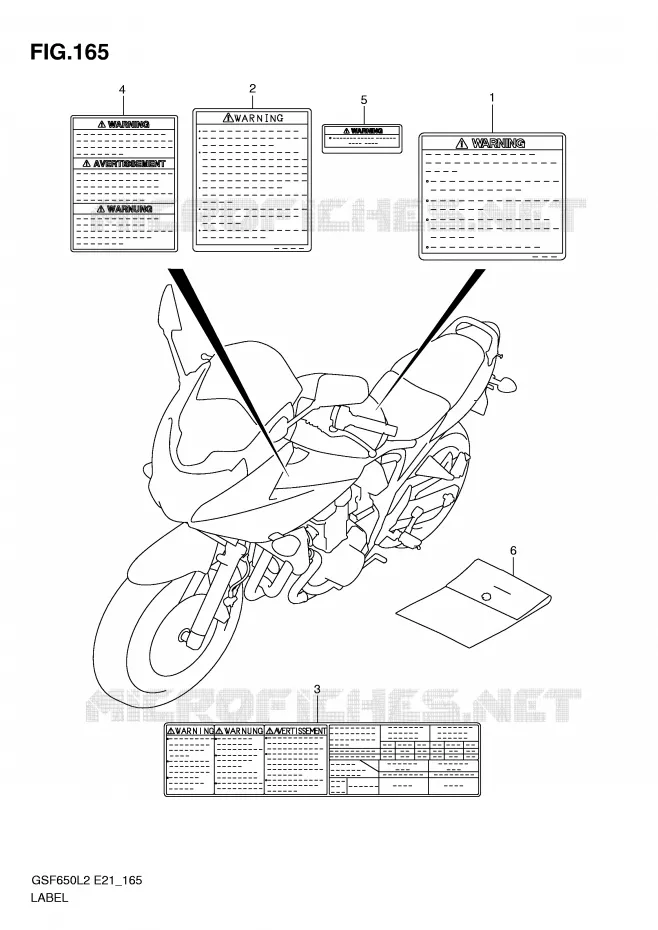 ETIQUETTE (GSF650SAL2 E21) Suzuki MOTO 650 BANDIT 2012  GSF650UL2(E21)