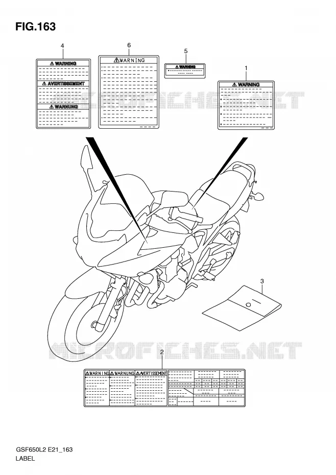 ETIQUETTE (GSF650SL2 E21) Suzuki MOTO 650 BANDIT 2012  GSF650AL2(E21)