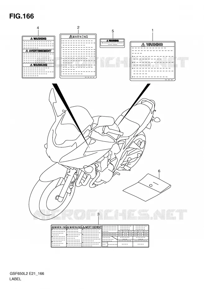 ETIQUETTE (GSF650SUAL2 E21) Suzuki MOTO 650 BANDIT 2015  GSF650SAL2(E21)