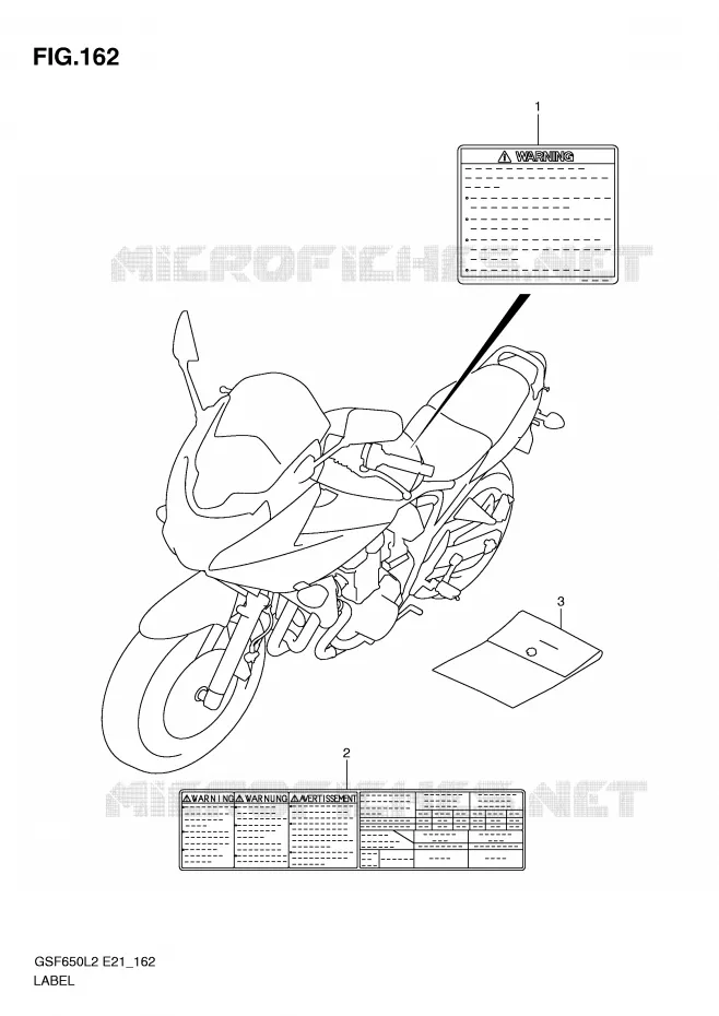 ETIQUETTE (GSF650UAL2 E21) Suzuki MOTO 650 BANDIT 2012  GSF650UA L2