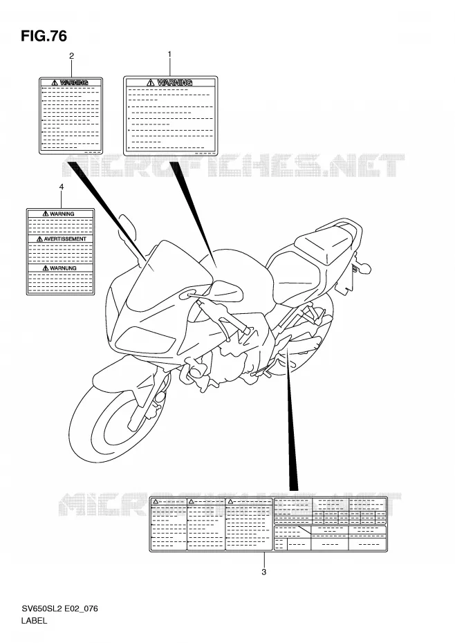 ETIQUETTE (SV650SL2 E2) Suzuki MOTO 650 SV 2012  SV650SL2(E02)