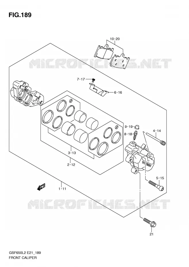 ETRIER DE FREIN AVANT (GSF650L2 E21) Suzuki MOTO 650 BANDIT 2012  GSF650SAL2(E21)