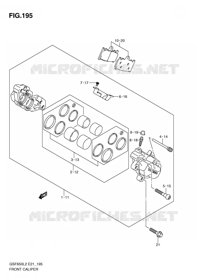 ETRIER DE FREIN AVANT (GSF650SAL2 E21) Suzuki MOTO 650 BANDIT 2012  GSF650UL2(E21)