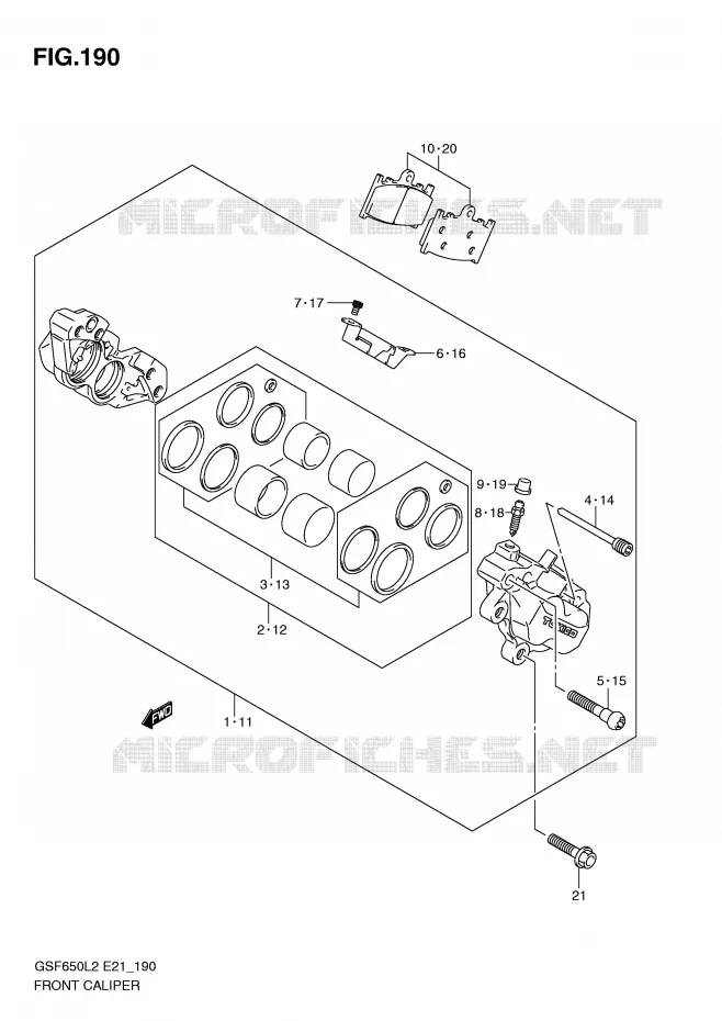 ETRIER DE FREIN AVANT (GSF650UL2 E21) Suzuki MOTO 650 BANDIT 2013  GSF650SAL2(E21)