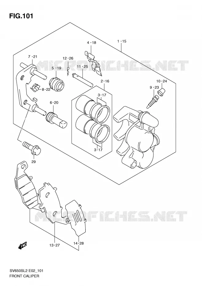 ETRIER DE FREIN AVANT (SV650SAL2 E24) Suzuki MOTO 650 SV 2012  SV650SAL2(E02)
