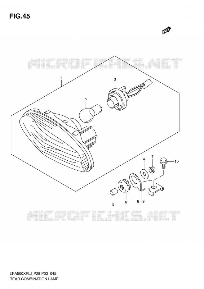 FEU ARRIERE (LT-A500XPZL2 P33) Suzuki QUAD 500 KINGQUAD 2012  LT-A500XPZL2(P28)
