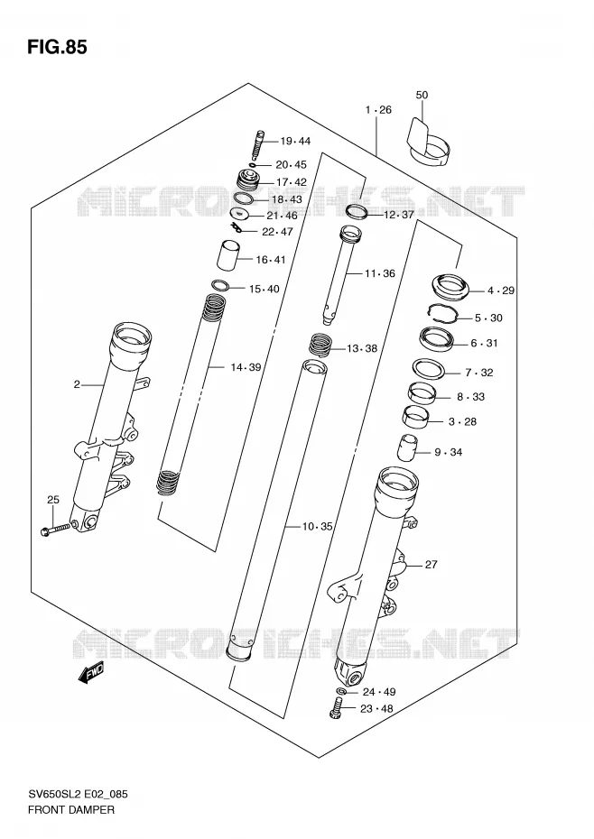 FOURCHE (SV650SL2 E2) Suzuki MOTO 650 SV 2012  SV650SAL2(E02)
