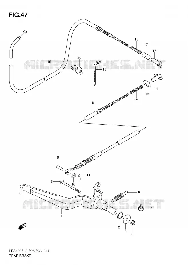 FREIN ARRIERE Suzuki QUAD 400 KINGQUAD 2012  LT-A400FZL2(P28)