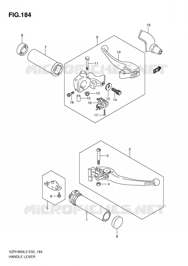 LEVIERS - POIGNEES (VZR1800ZL2 E24) Suzuki MOTO 1800 INTRUDER 2012  VZR1800L2(E02)