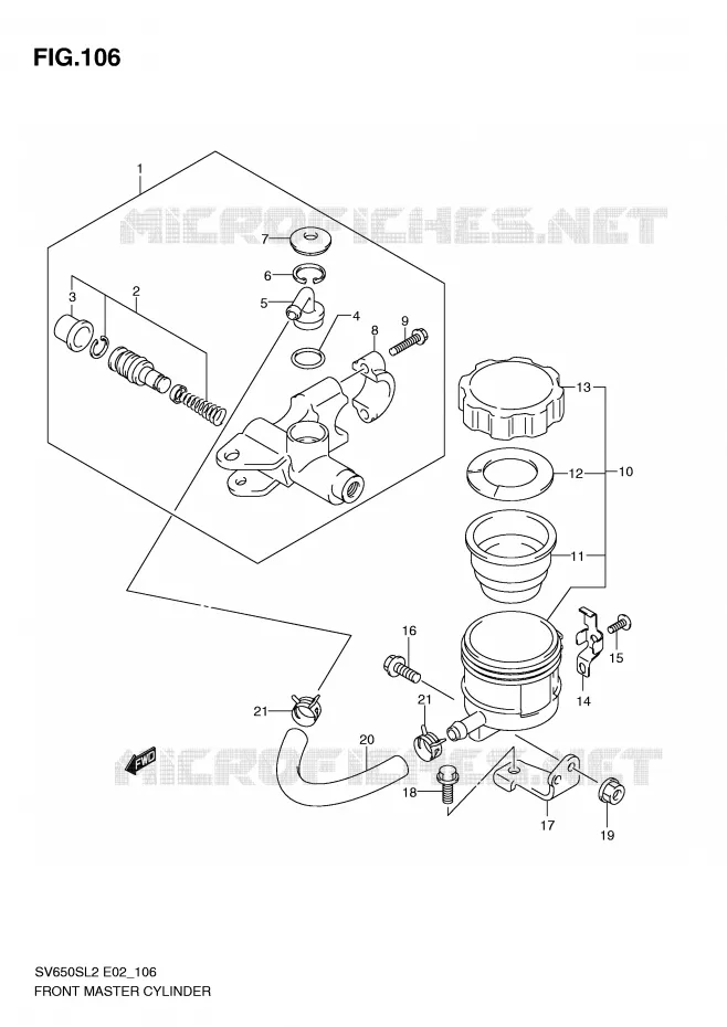 MAITRE CYLINDRE AVANT (SV650SL2 E2) Suzuki MOTO 650 SV 2012  SV650SUL2(E02)