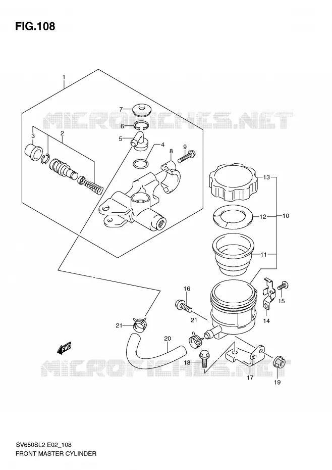 MAITRE CYLINDRE AVANT (SV650SUL2 E24) Suzuki MOTO 650 SV 2012  SV650SAL2(E02)