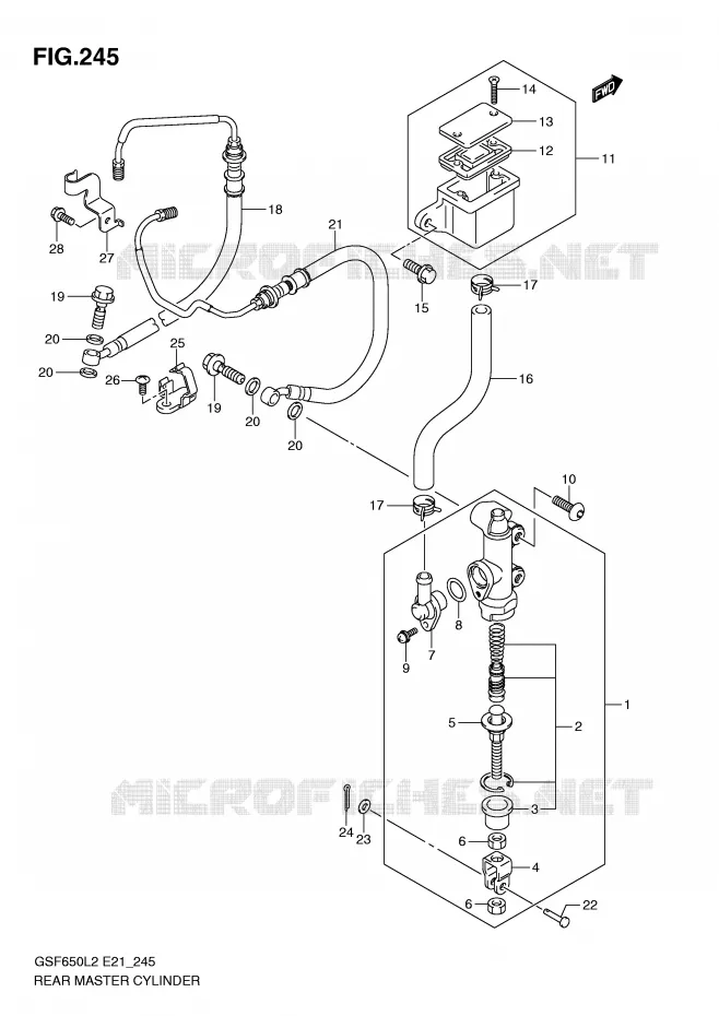MAITRE CYLINDRE DE FREIN ARRIERE (GSF650SAL2 E21) Suzuki MOTO 650 BANDIT 2012  GSF650UAL2(E21)