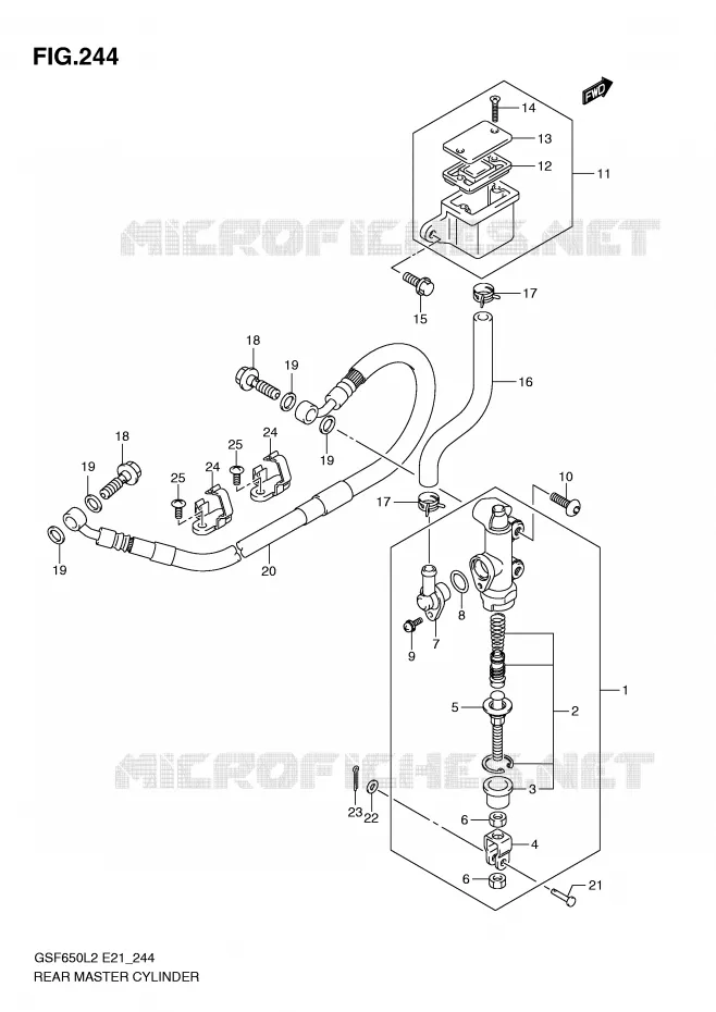 MAITRE CYLINDRE DE FREIN ARRIERE (GSF650SUL2 E21) Suzuki MOTO 650 BANDIT 2012  GSF650UL2(E21)