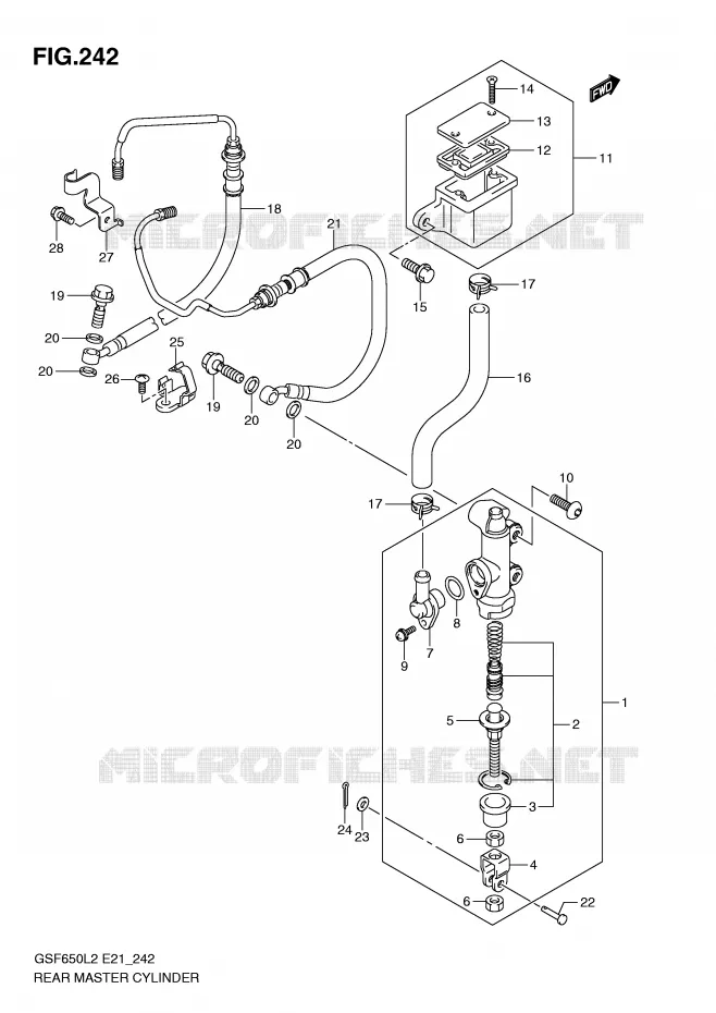 MAITRE CYLINDRE DE FREIN ARRIERE (GSF650UAL2 E21) Suzuki MOTO 650 BANDIT 2012  GSF650UA L2