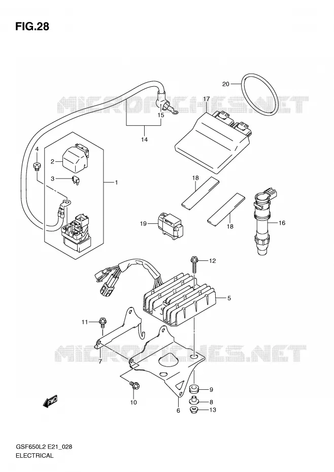PARTIE ELECTRIQUE (GSF650AL2 E21) Suzuki MOTO 650 BANDIT 2012  GSF650SUL2(E21)