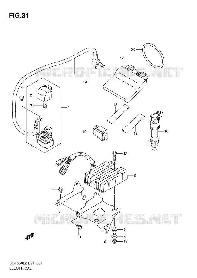 PARTIE ELECTRIQUE (GSF650SUL2 E21) Suzuki MOTO 650 BANDIT 2012  GSF650SL2(E21)