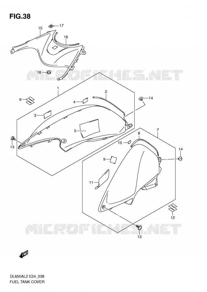 RESERVOIR D'ESSENCE - COUVERCLES Suzuki MOTO 650 V-STROM 2012  DL650AL2(E24)