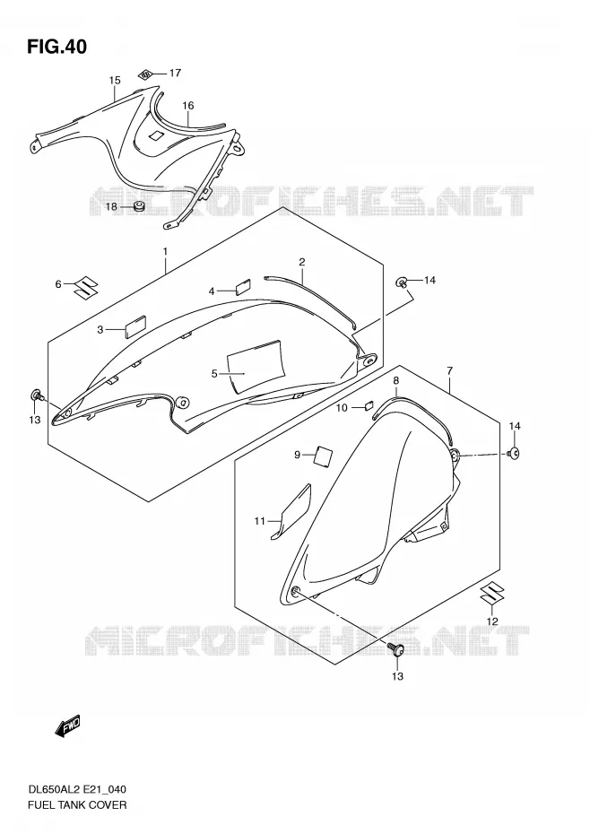 RESERVOIR D'ESSENCE - COUVERCLES Suzuki MOTO 650 V-STROM 2012  DL650AUEL2(E21)