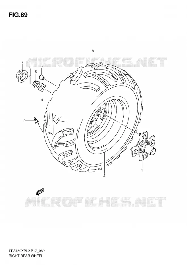 ROUE ARRIERE DROITE (LT-A750XPZL2 P17) Suzuki QUAD 750 KINGQUAD 2012  LT-A750XPZL2(P17)