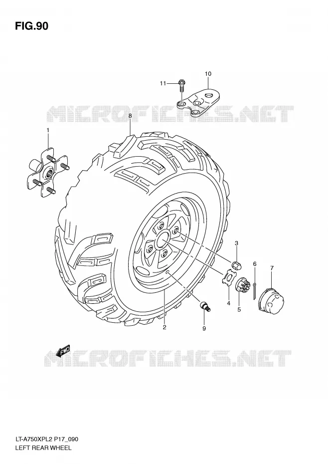 ROUE ARRIERE GAUCHE (LT-A750XPL2 P17) Suzuki QUAD 750 KINGQUAD 2012  LT-A750XPZL2(P17)