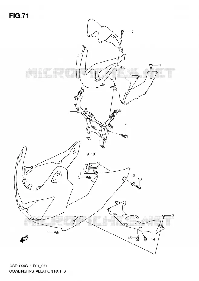 SUPPORTS / FIXATIONS CARENAGES Suzuki MOTO 1250 BANDIT 2011  GSF1250SAL1(E21)